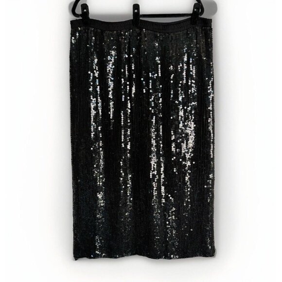 Carolyne Barton Evening All Of Sequin Midi Skirt Size Large Evening Goth Pull On - Picture 1 of 10
